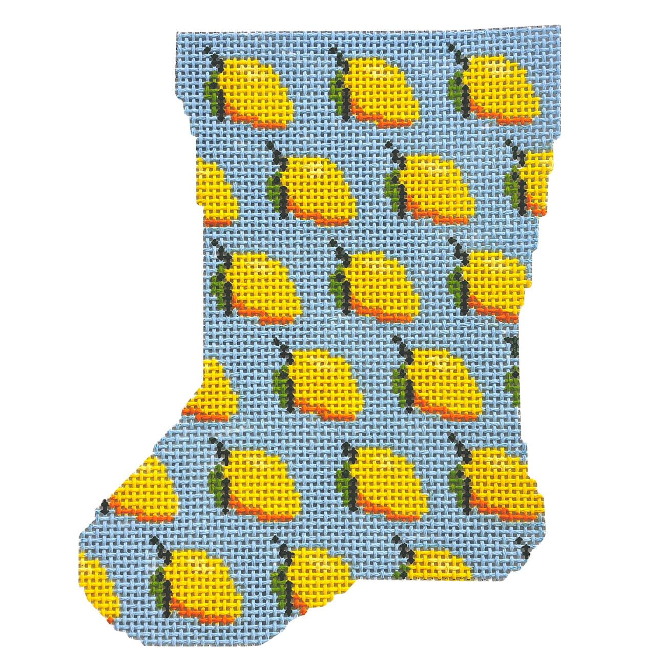 Mini Stocking   Lemon Painted Canvas MF Needlepoint  - 1