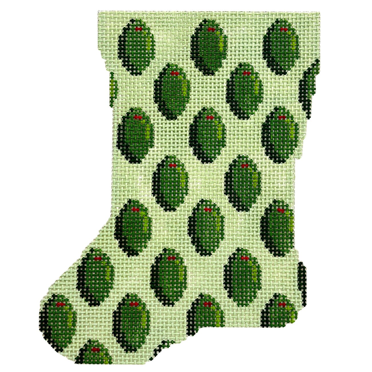 Mini Stocking   Olive Painted Canvas MF Needlepoint  - 1