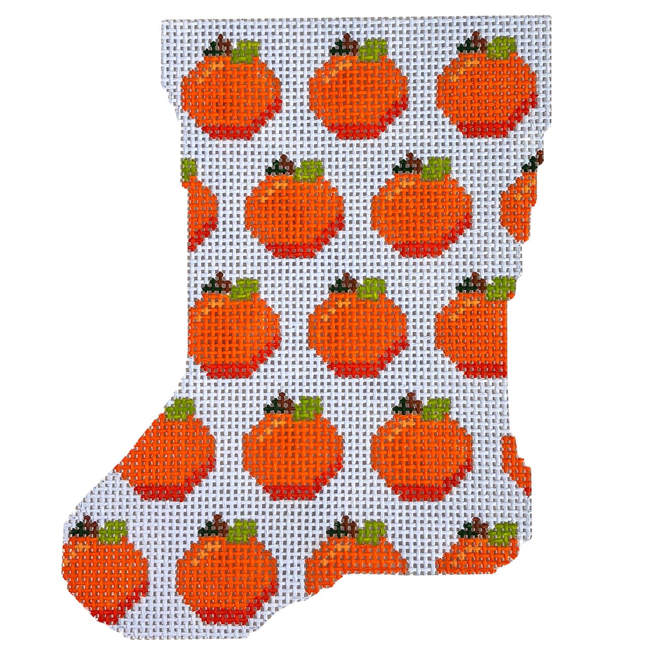 Mini Stocking   Orange Painted Canvas MF Needlepoint  - 1