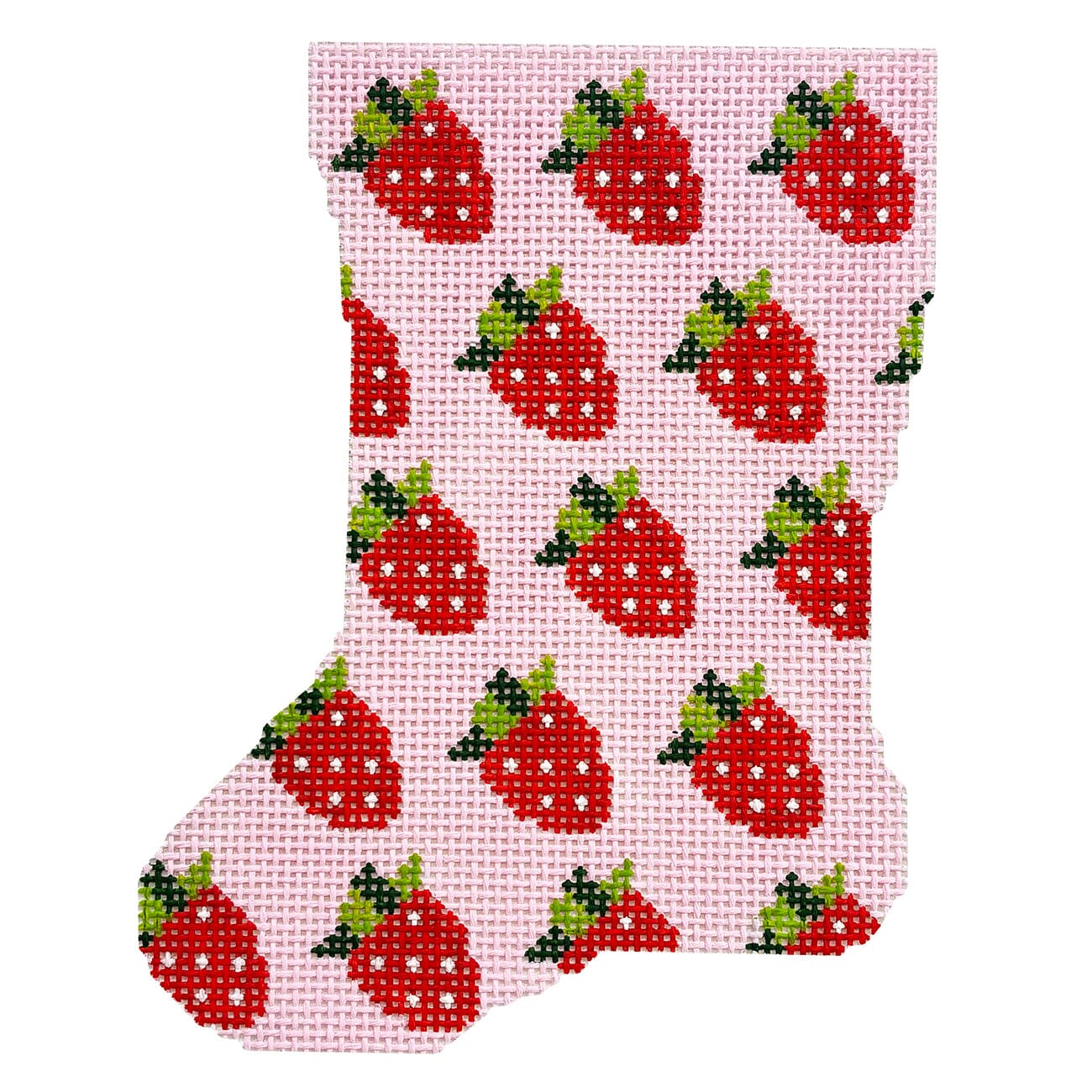 Mini Stocking   Strawberry Painted Canvas MF Needlepoint  - 1