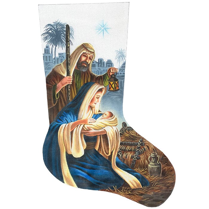 Miracle in Bethlehem Stocking Painted Canvas Victoria Whitson Needlepoint  - 1