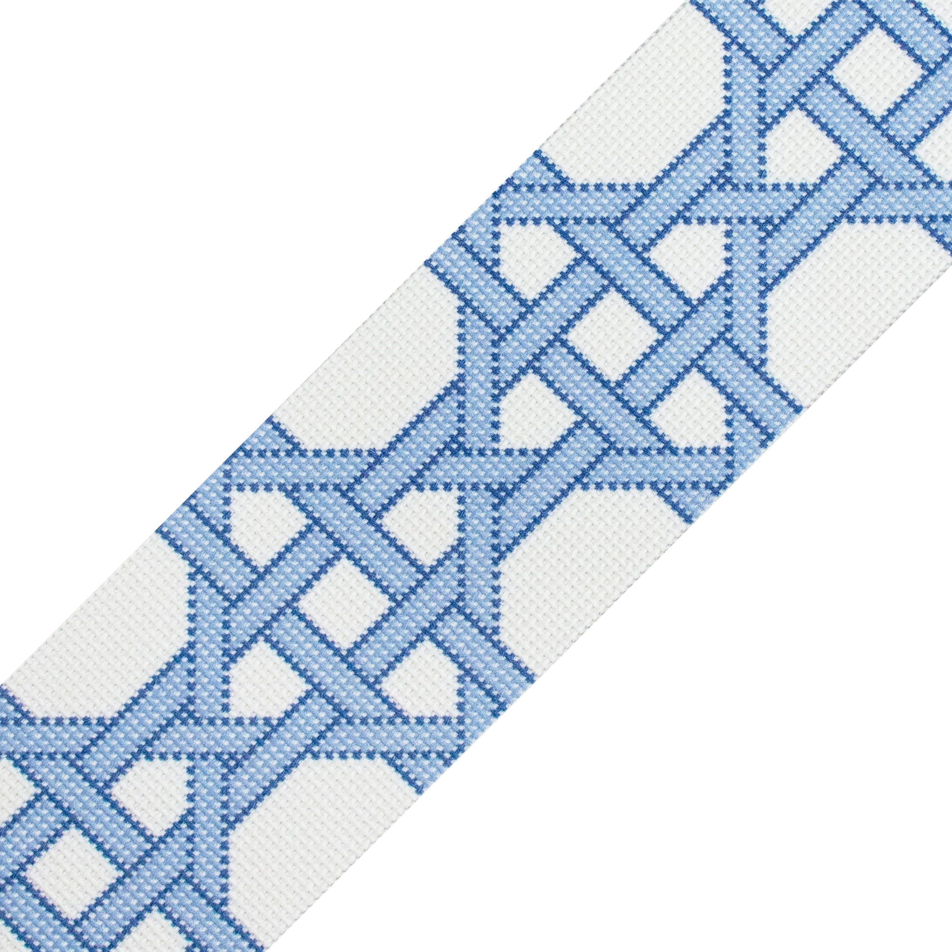 Modern Caning Band - Blue/White Printed Canvas Two Sisters Needlepoint 
