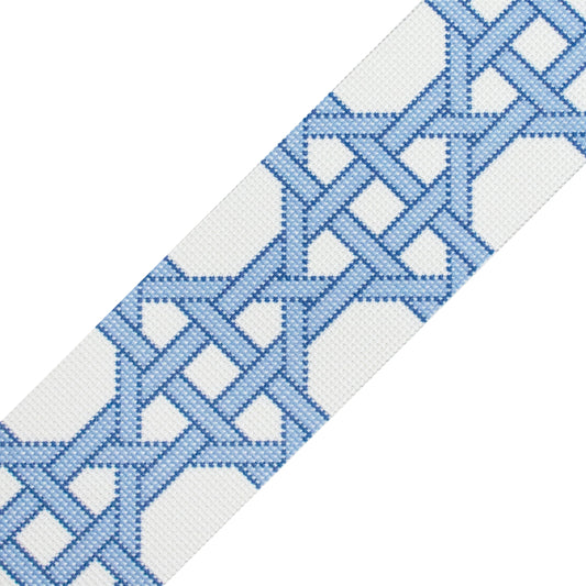 Modern Caning Band - Blue/White Printed Canvas Two Sisters Needlepoint 