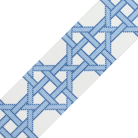 Modern Caning Band - Blue/White Printed Canvas Two Sisters Needlepoint 
