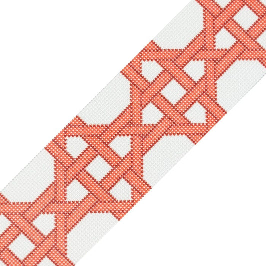 Modern Caning Band - Orange on White Printed Canvas Two Sisters Needlepoint 