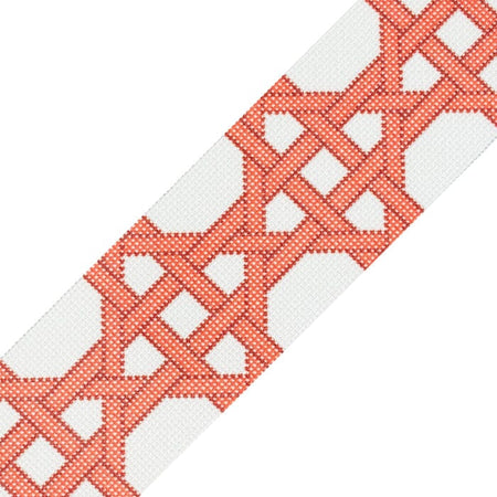 Modern Caning Band - Orange on White Printed Canvas Two Sisters Needlepoint 