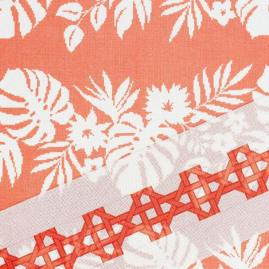 Modern Caning Band - Orange on White Printed Canvas Two Sisters Needlepoint 