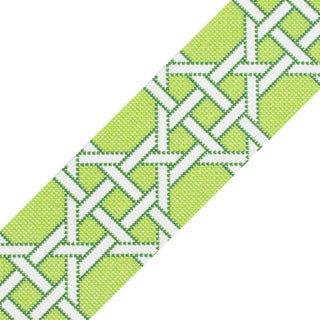 Modern Caning Band   White/Green Printed Canvas Two Sisters Needlepoint 

