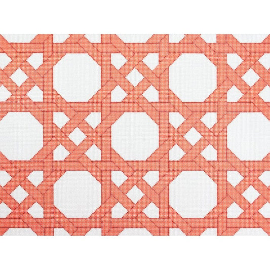 Modern Caning - Orange/White Printed Canvas Two Sisters Needlepoint 