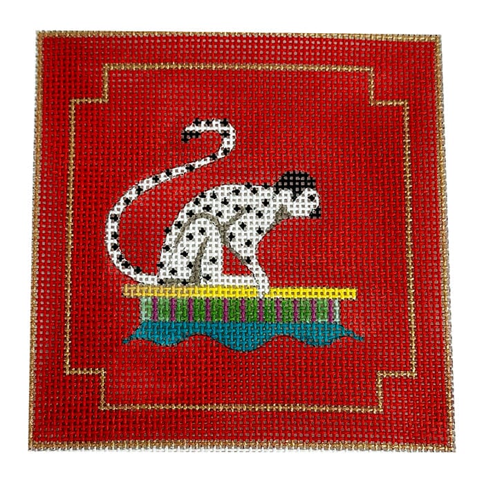 Monkey on Red Coaster Painted Canvas Colors of Praise  - 1