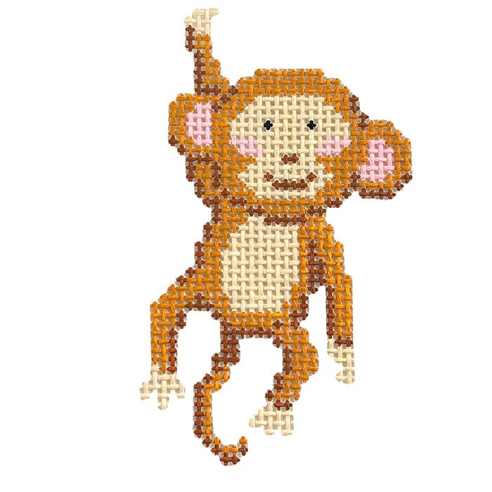 Monkey - Safari Animals Painted Canvas Spellbound Stitchery 