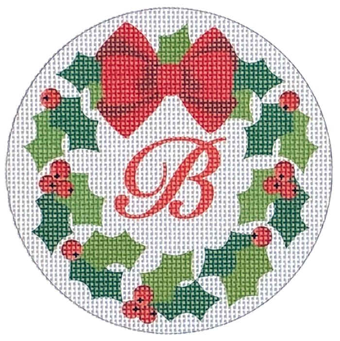 Monogram Wreath B Printed Canvas Pepperberry Designs 