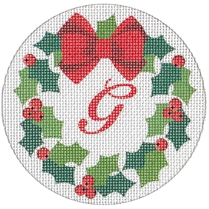 Monogram Wreath G Printed Canvas Pepperberry Designs  - 1