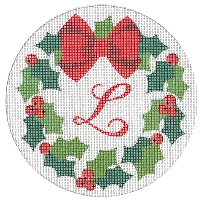 Monogram Wreath L Printed Canvas Pepperberry Designs  - 1
