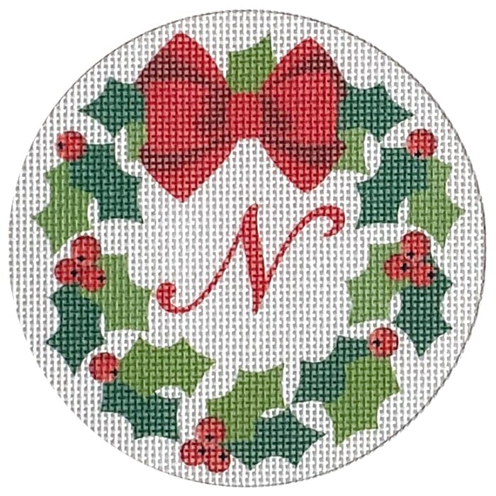 Monogram Wreath N Printed Canvas Pepperberry Designs  - 1