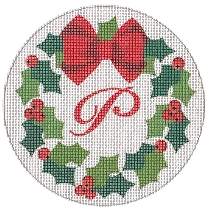 Monogram Wreath P Printed Canvas Pepperberry Designs  - 1