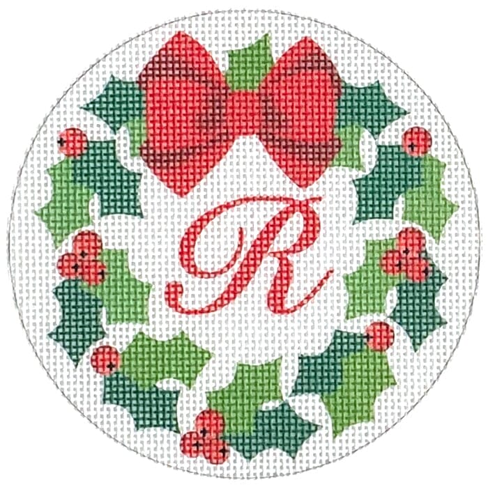 Monogram Wreath R Printed Canvas Pepperberry Designs 