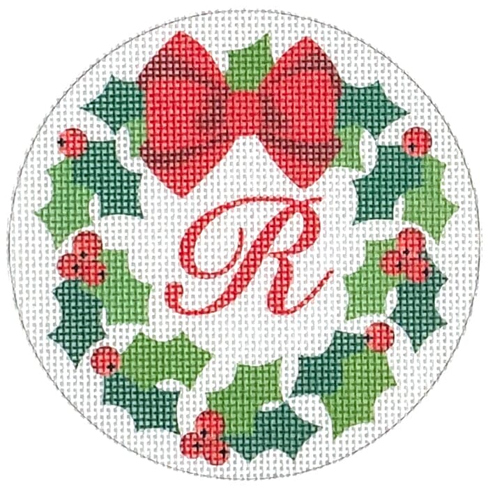 Monogram Wreath R Printed Canvas Pepperberry Designs  - 1