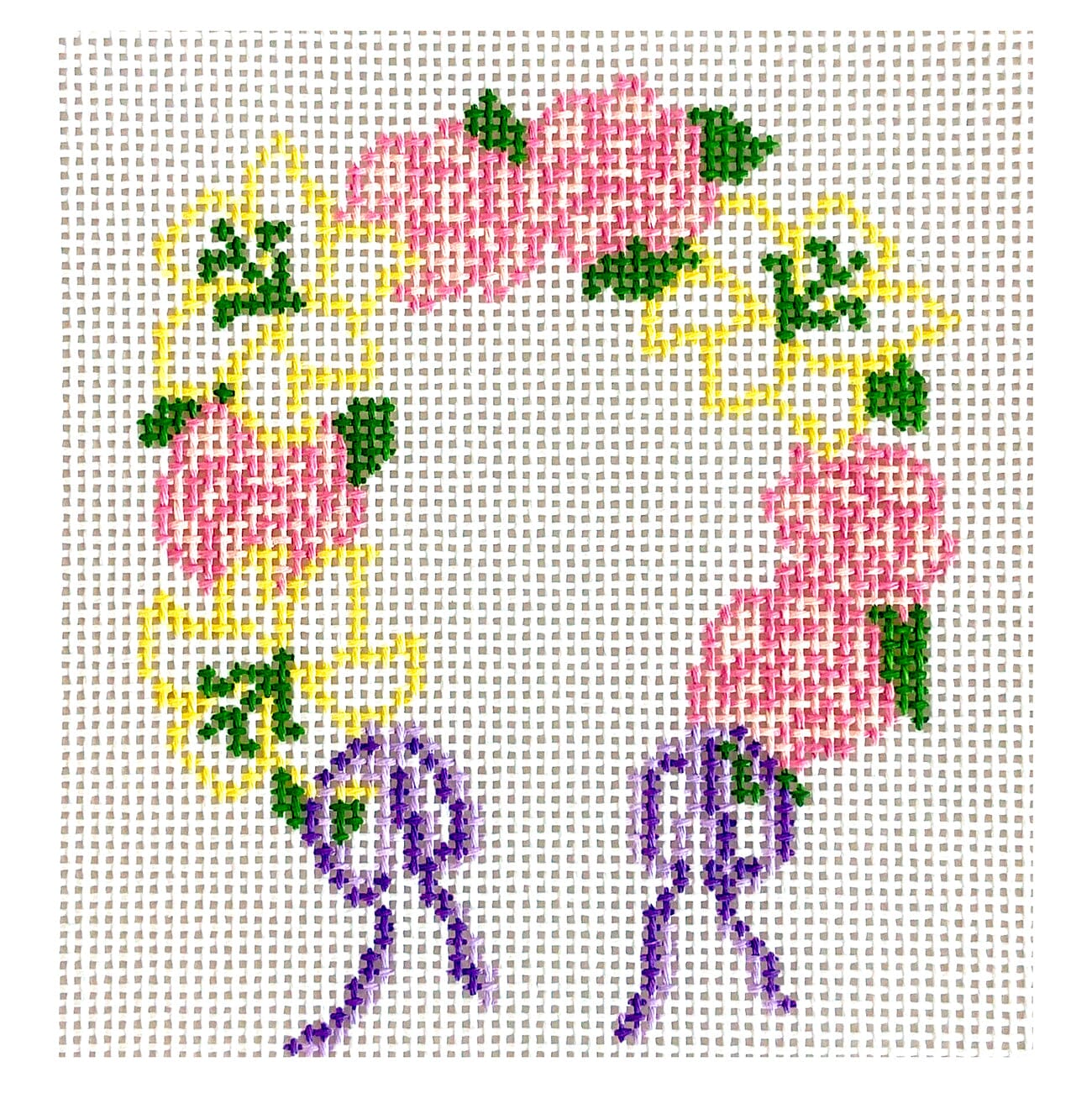 Monogramable Floral Wreath Painted Canvas KCN Designers  - 1