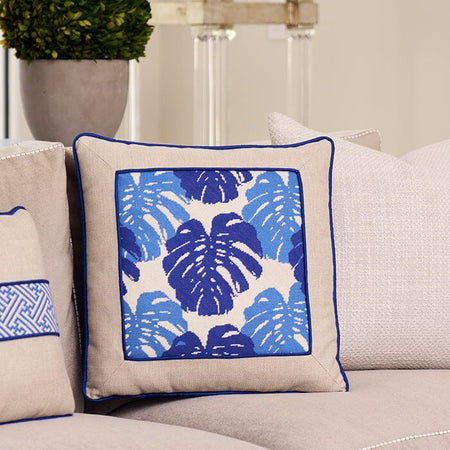 Monstera Leaf - Blue Printed Canvas Kirk & Bradley 