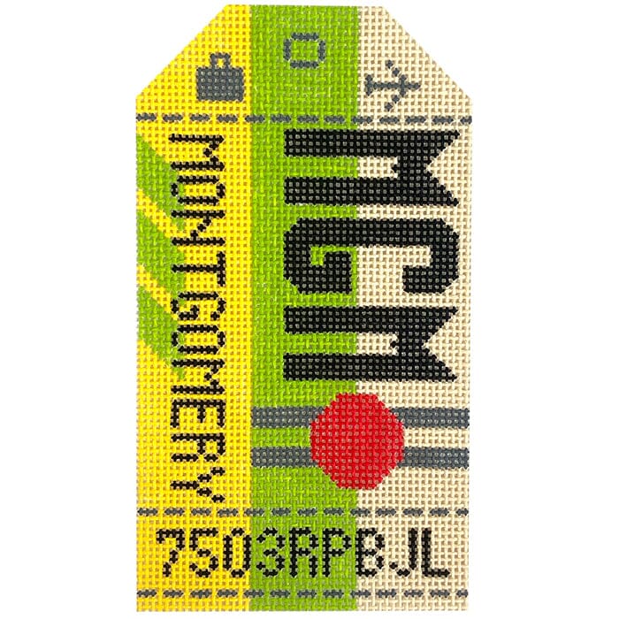 Montgomery MGM Retro Travel Tag Painted Canvas Hedgehog Needlepoint 
