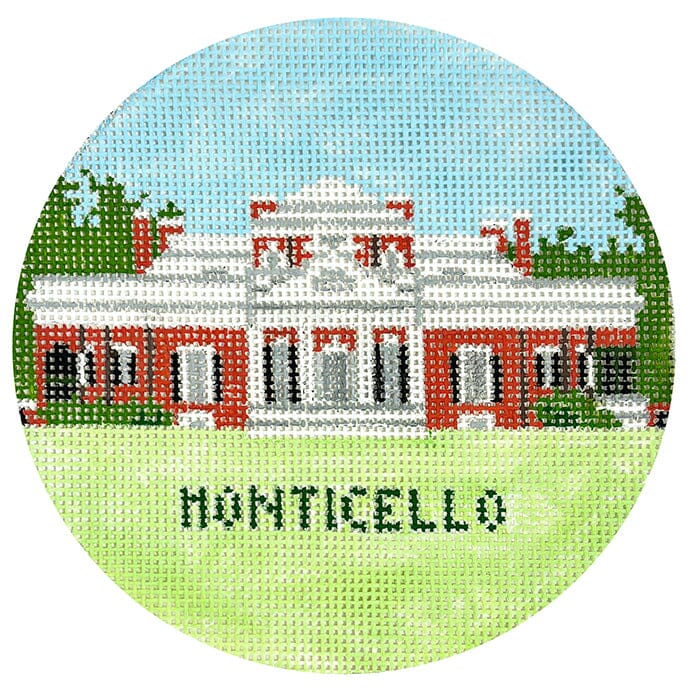 Monticello Travel Round Painted Canvas Atlantic Blue Canvas  - 1