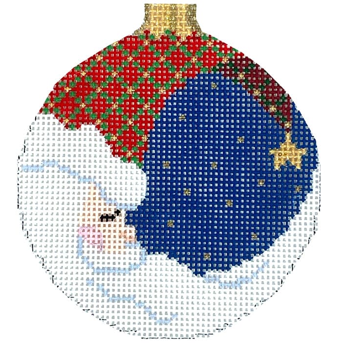 Moon Santa, 3.25" Round Painted Canvas Susan Roberts Needlepoint Designs Inc.  - 1