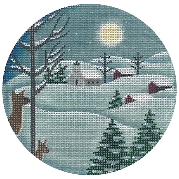 Moonlight Church Ornament Painted Canvas Rebecca Wood Designs 
