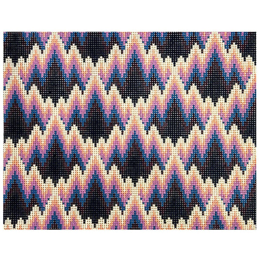 Mountain Bargello - Blues Painted Canvas Fire and Iris 