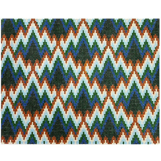 Mountain Bargello Painted Canvas Fire and Iris 