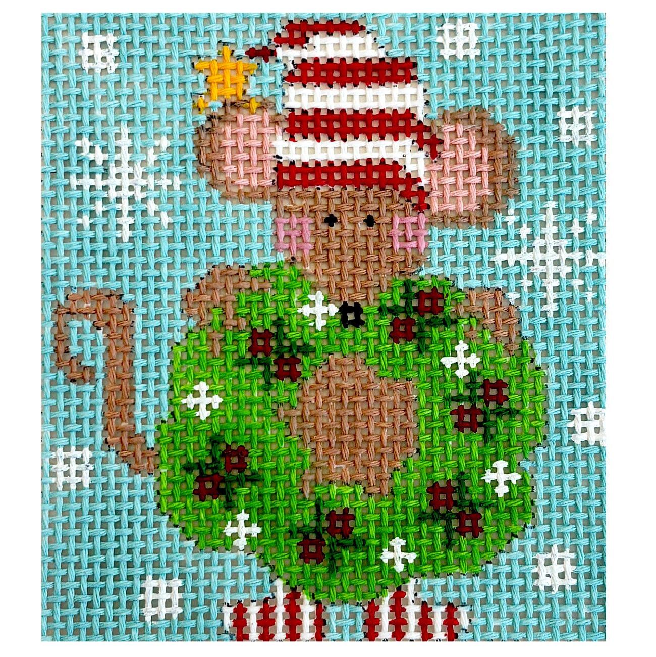 Mouse Ornament  Wreath Painted Canvas Danji Designs 
