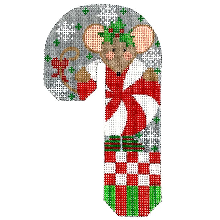 Mouse with Peppermint Candy Cane Painted Canvas Danji Designs 