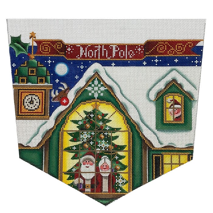 Mr. and Mrs. Claus Stocking Cuff on 13 Painted Canvas Rebecca Wood Designs  - 1