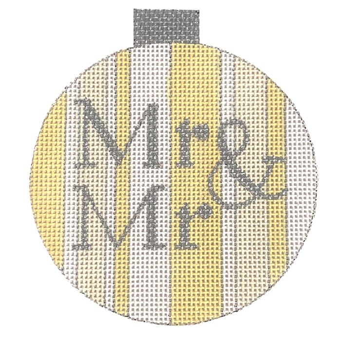 Mr. & Mr. Wedding Stripe Ornament Painted Canvas Raymond Crawford Designs 