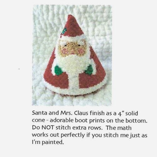 Mrs. Claus 3D Cone Painted Canvas Blue Ridge Stitchery 