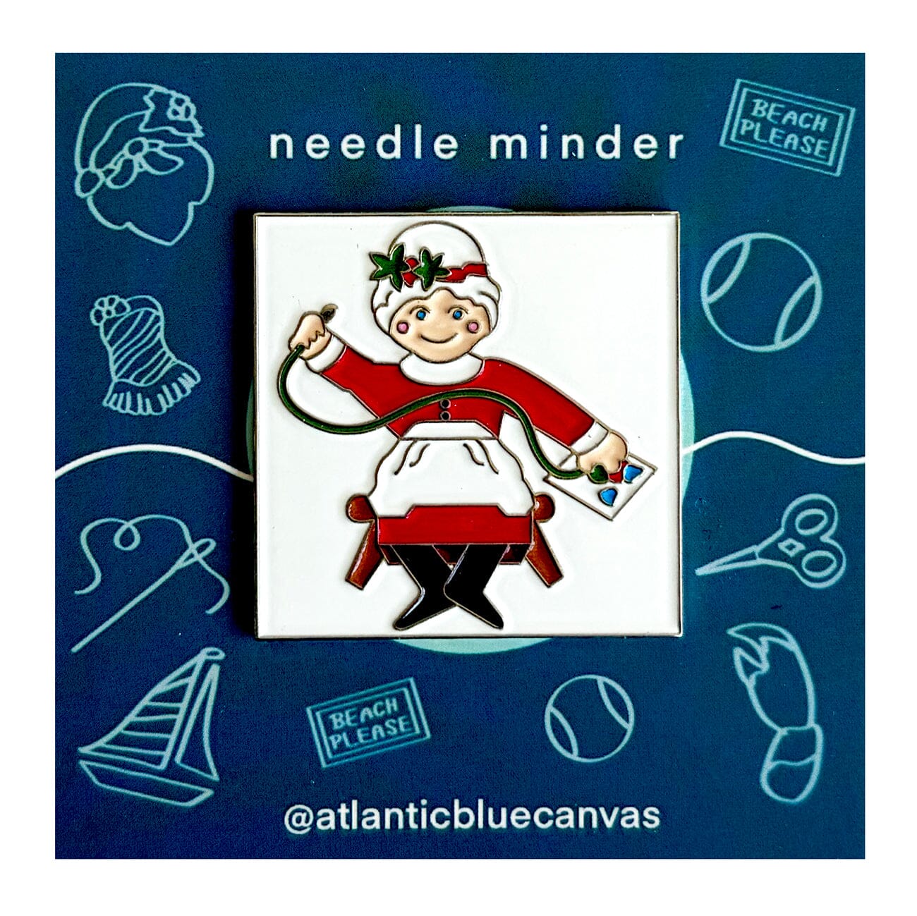 Mrs. Claus Needlepoint Needleminder Accessories Atlantic Blue Canvas  - 1