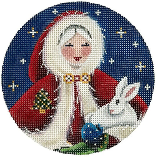 Mrs Santa Round Painted Canvas Rebecca Wood Designs 