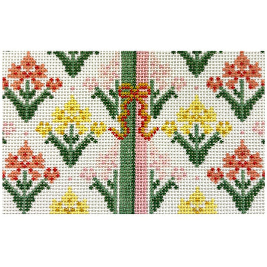 Multi Block Print Bow Clutch Painted Canvas KCN Designers 