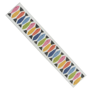 Multi Fish Vertical Key Fob Painted Canvas All About Stitching/The Collection Design 
