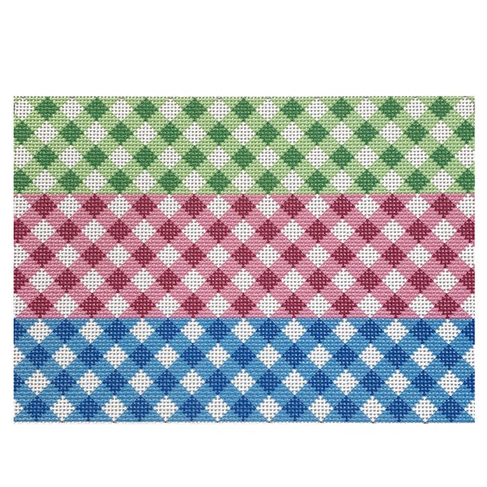 Multi Gingham Clutch Printed Canvas Two Sisters Needlepoint 
