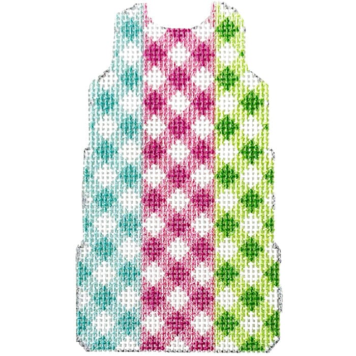 Multi Gingham Mini Shift Printed Canvas Two Sisters Needlepoint 
