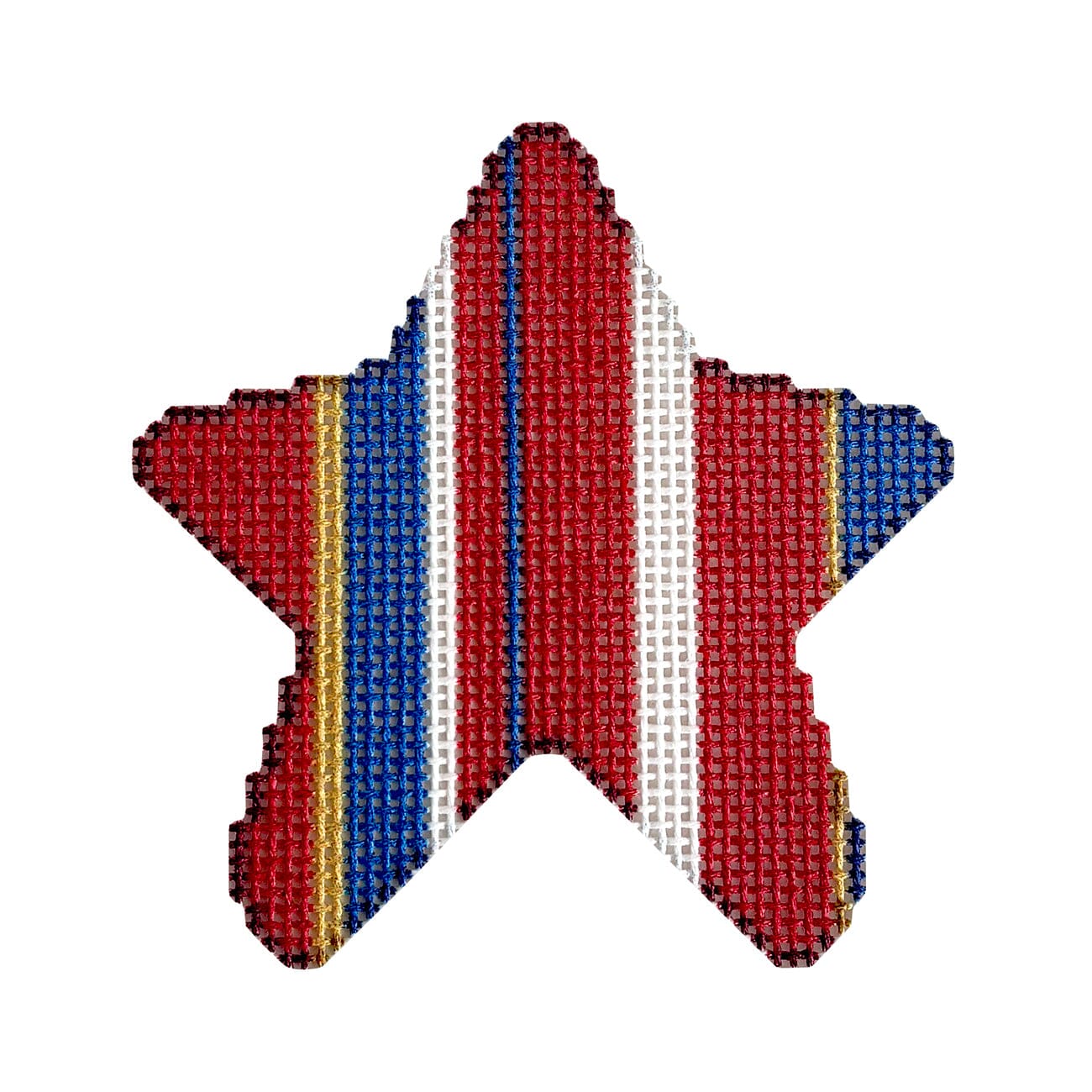 Multi Stripe Mini Star Printed Canvas Two Sisters Needlepoint  - 1