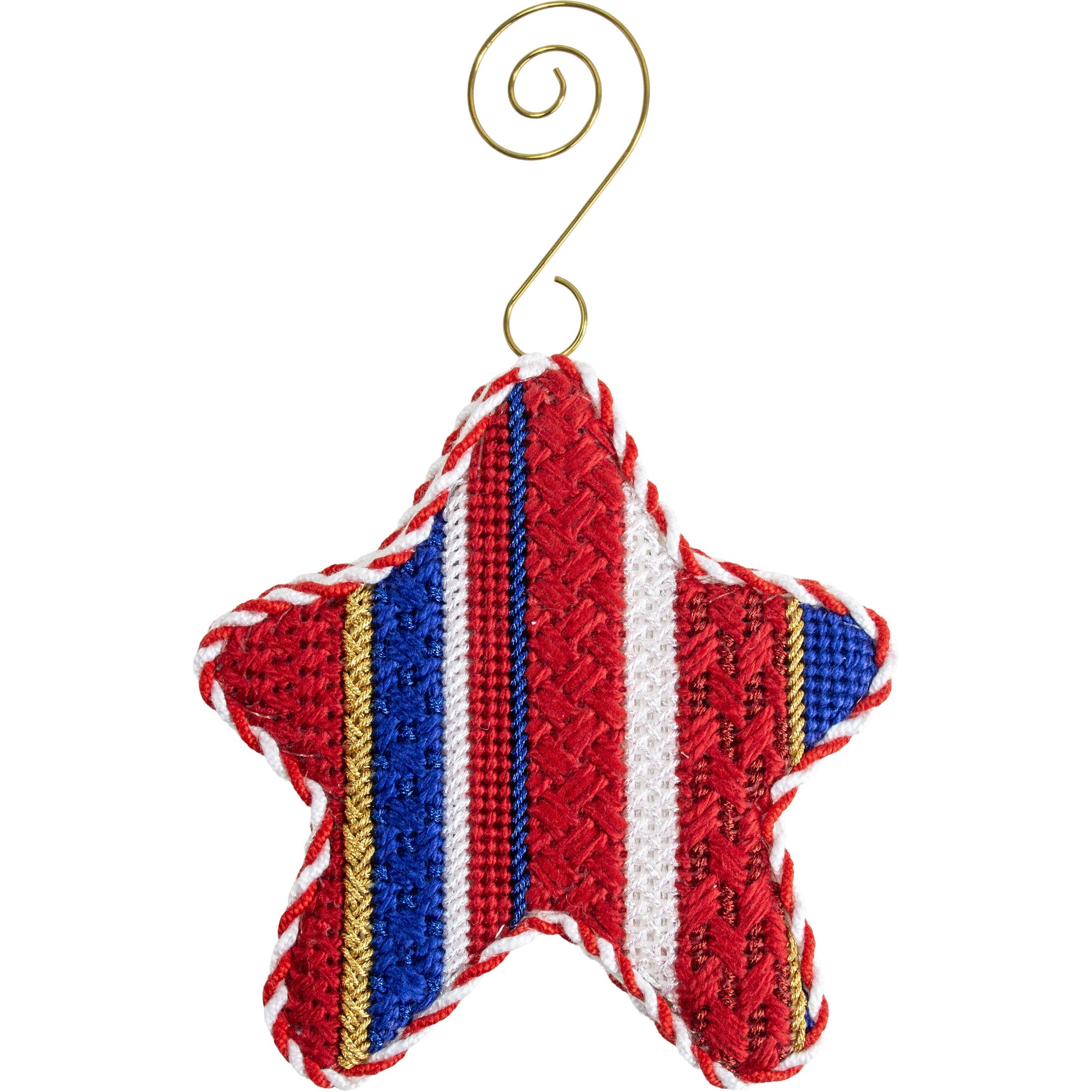 Multi Stripe Star Printed Canvas Two Sisters Needlepoint  - 1