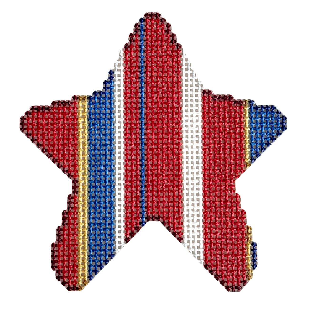 Multi Stripe Star Printed Canvas Two Sisters Needlepoint  - 2