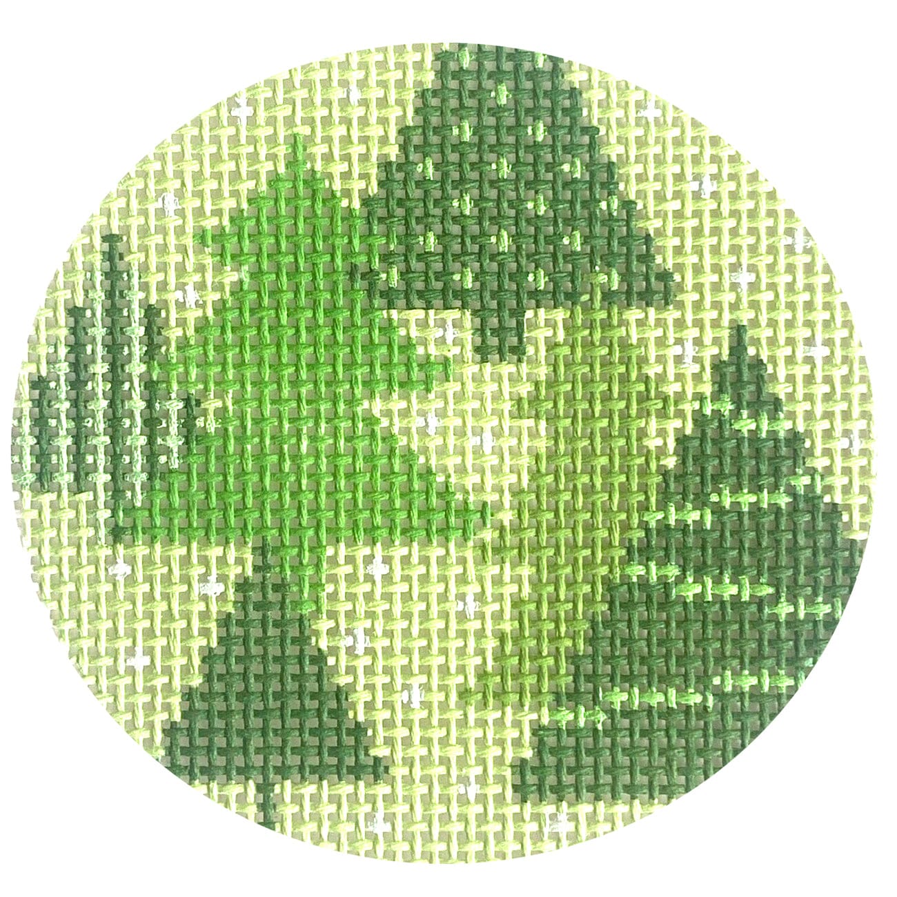 Multiple Green Trees Round Painted Canvas Stitch Its  - 1