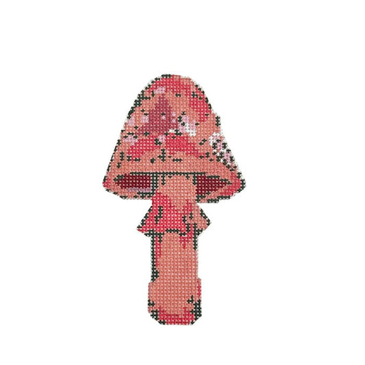 Mushroom Series - Hot Coral Painted Canvas The Plum Stitchery 