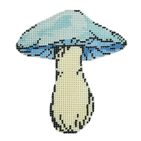 Mushroom Series - Light Blue Mushroom Painted Canvas The Plum Stitchery 