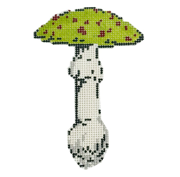 Mushroom Series   Olive Painted Canvas The Plum Stitchery  - 1