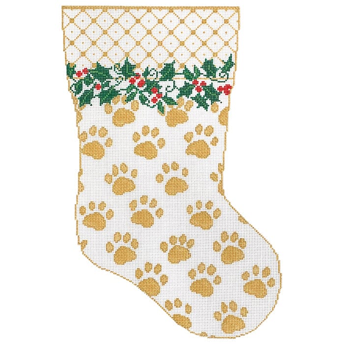 My Best Friend's Mid Size Stocking   Gold on 13 Painted Canvas Whimsy & Grace - 1