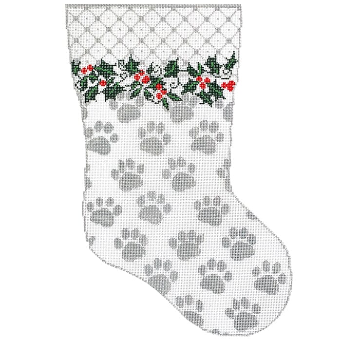 My Best Friend's Mid Size Stocking   Silver on 18 Painted Canvas Whimsy & Grace - 1